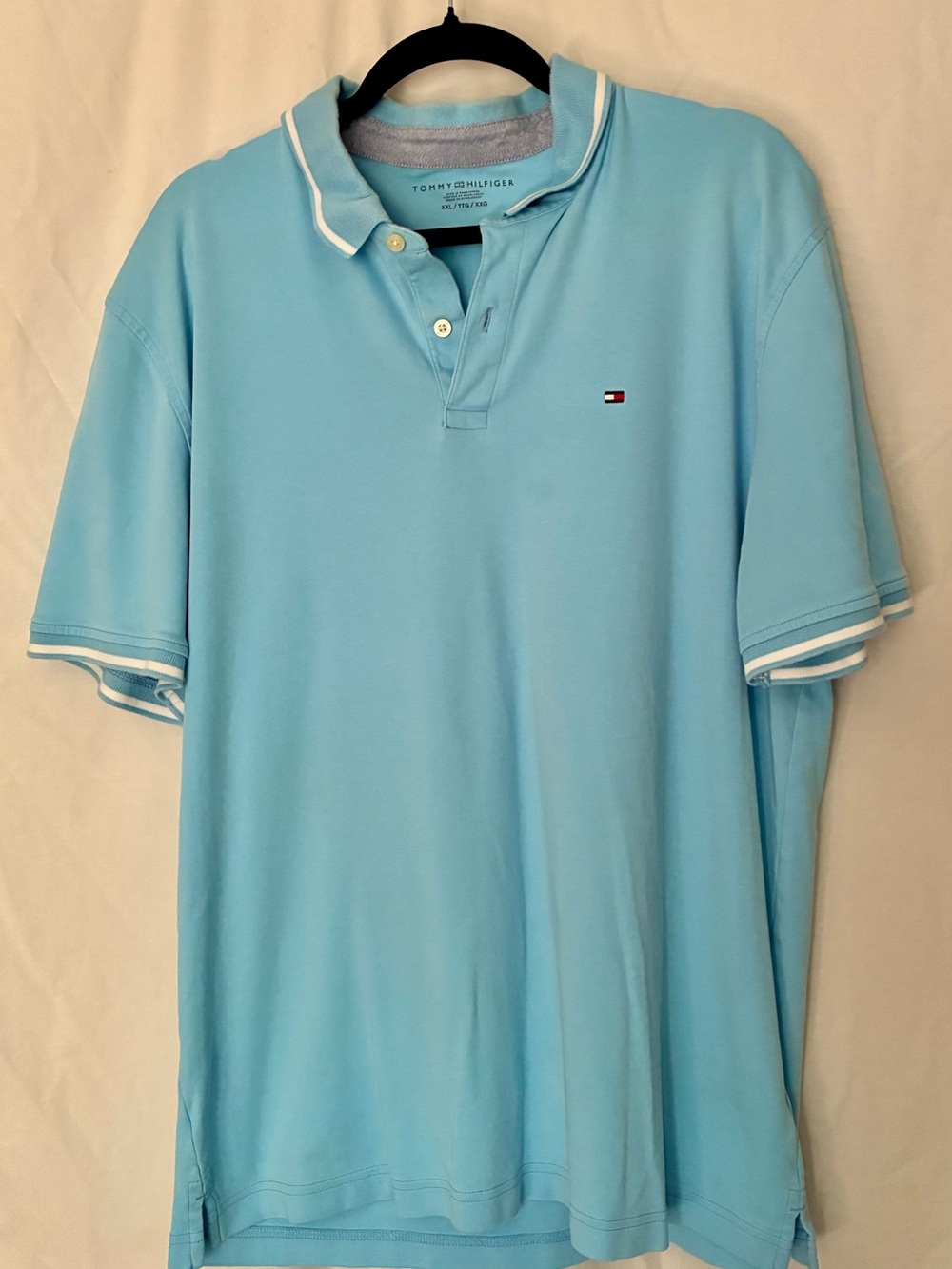 Tommy Hilfiger Men’s Sky Blue Polo with White Trim